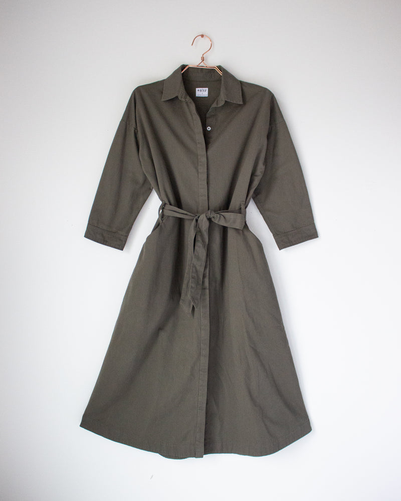 
            
                Load image into Gallery viewer, MABEL DRESS - OLIVE TWILL
            
        