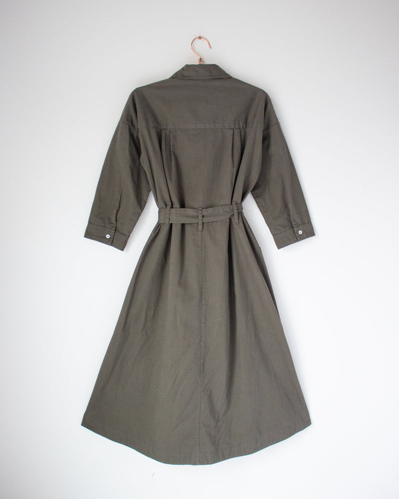 
            
                Load image into Gallery viewer, MABEL DRESS - OLIVE TWILL
            
        